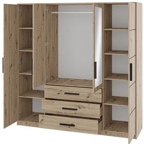 Šatníková skriňa so zrkadlom Korku D4, Farby: Dub artisan, Nadstavec: áno