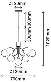 Čierno-biele závesné svietidlo SULION Musa, výška 102 cm