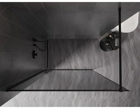 Mexen Kioto-F, sprchová zástena s rámom 140 x 202 cm, 8 mm šedé sklo, čierny profil, 800-140-104-70-40