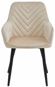 Set dvoch jedálenských stoličiek NANA zamatové, béžové (čierne nohy) 2 ks