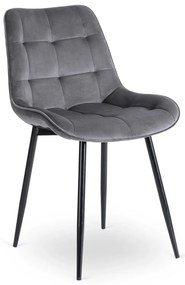 Zamatová jedálenská stolička CHRIS sivá/čierne nohy