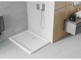 Mexen SLIM - Obdĺžniková sprchová vanička 100x80x5cm + chrómový sifón, biela, 40108010