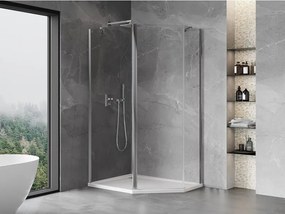 Mexen Mist, päťuholníkový sprchový kút výklopný 100 x 90 cm, číre sklo, chrómový profil, 8A8-100-090-01-00