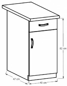 Dolná kuchynská skrinka D40S1P Sillina (orech milano). Vlastná spoľahlivá doprava až k Vám domov. 1015108