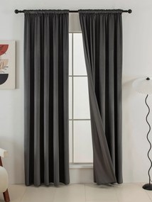 Zamatové zatemňovacie závesy Cesar tmavo sivé - 140 x 160 cm (2ks) - riasiaca stuha