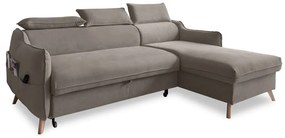 Svetlohnedá zamatová rozkladacia rohová pohovka (pravý roh) Sweet Harmony – Miuform