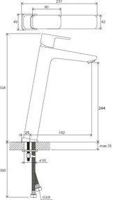 Ravak X070151 - Umývadlová batéria FREE 33,4 cm čierna