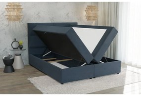 Tmavomodrá boxspring posteľ s úložným priestorom 140x200 cm Lola – Ropez