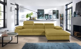 Rohová sedacia súprava Scala, žltá látka, pravý roh
