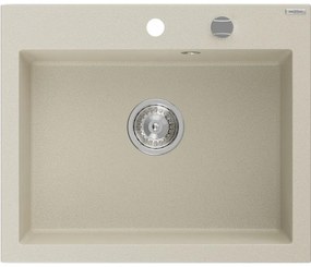 Mexen Elix, 1-korový granitový drez 600 x 500 mm, béžová, chrómový sifón, 6525601005-69