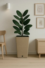Kvetináč FURU SQUARE ECO WOOD s vložkou 24 c m,hnedý