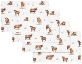 Bavlnené prestieranie v súprave 4 ks 30x46 cm Angus Highland Cow – Catherine Lansfield