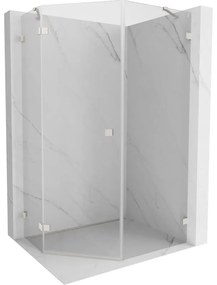 Mexen Lunar, päťuholníkový sprchový kút naklápací doľava 80 x 90 cm, 8mm číre sklo, oceľový profil, 831-080L-090P-97-00-L