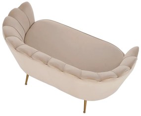 Lavica v štýle Art-deco, béžová Velvet látka/gold chróm-zlatý, NOBLIN