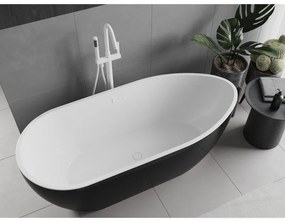 Mexen Eos, voľne stojaca vaňa 150 x 75 cm, biela-čierna, biely prepad, 52471507575-20