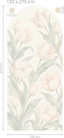 Akvarelové tulipány v oblúku pastelové oblúkové nálepky na stenu do spálne oblúk 20 x 46 cm