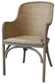 Prírodná drevená stolička s výpletom a opierkami Old French chair - 56*56*91 cm