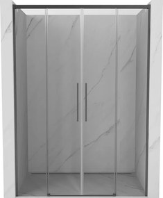 Mexen Rox, posuvné sprchové dvere 140 cm, 8mm číre sklo, brúsený grafit profil, 8C2-140-002-66-00