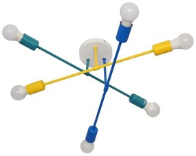 Prisadený luster CAMBRIDGE 6xE27/20W/230V modrá/žltá