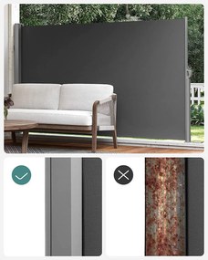Bočná výsuvná markíza na balkón, terasu a záhradu 300 x 160 cm, dymovo šedá