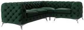 Tmavozelená zamatová rohová pohovka (pravý roh/do L) Chelsea – Ropez