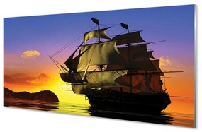 Obraz na skle Sky ship sea 125x50 cm