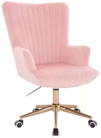 LuxuryForm DESIGN Kreslo AMADEO VELUR na zlatej podstave s kolieskami - ružové