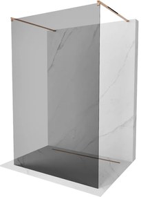 Mexen Kioto, priechodná sprchová zástena 100 x 200 cm, 8mm šedé sklo, 2x stabilizačná rozpera, ružové zlato, 800-100-002-60-40