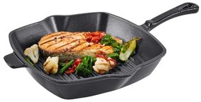 Silvercrest®  Liatinová grilovacia panvica, 24 cm, čierna + Liatinová servírovacia panvica, 2,4 l, čierna  (800011480)