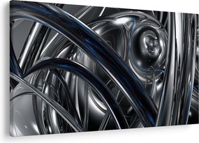 Obraz sivej abstrakcie s modrou (90x60 cm)