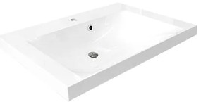 Mereo Mailo, kúpeľňová skrinka s umývadlom z liateho mramoru 81 cm, dub Riviera, chróm madlo, MER-CN521M