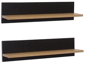 Závesné police 2 ks PD220228 dub tmavý/čierna