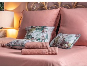 Romantická posteľná bielizeň AVINION z bavlny s ozdobným okrajom a lemovaním na vankúšoch v ružovej farbe