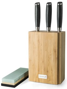 Súprava nožov G21 Gourmet Damascus v bambusovombloku, 3 kusy + brúsny kameň