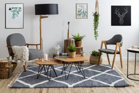 Koberec BERBER CROSS B5950, sivo - biely, strapce, Maroko Shaggy