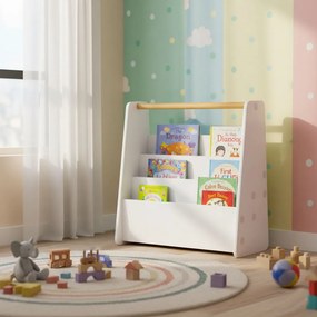 Montessori detský organizér na knihy 2 úrovne biely ECOTOYS