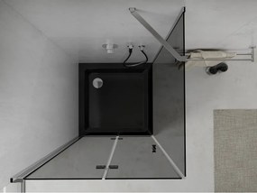 Mexen Lima, sprchový kút so skladacími dverami 80 (dvere) x 80 (stena) cm, 6mm šedé sklo, chrómový profil + slim sprchová vanička čierna + chrómový sifón, 856-080-080-01-40-4070