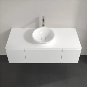 VILLEROY &amp; BOCH Legato závesná skrinka pod umývadlo na dosku (umývadlo v strede), 3 zásuvky, 1200 x 500 x 380 mm, White Matt, B57700MS