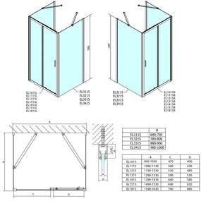Polysan EASY, 3-stenový sprchový kút 1600x900mm, L/P varianta, číre sklo, EL1815EL3315EL3315