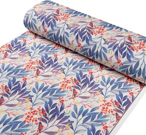 Biante Dekoračný obdĺžnikový obrus PML-067 Modré listy na krémovom 60x100 cm