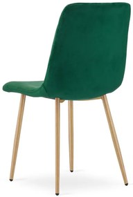 Jedálenská stolička TURIN zamatová, tmavozelená / hnedé nohy