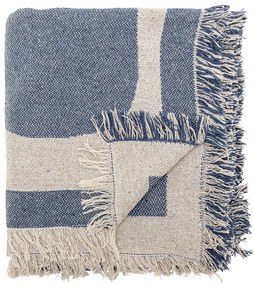 Modrá/béžová deka z recyklovanej bavlny 130x160 cm Ethan – Bloomingville