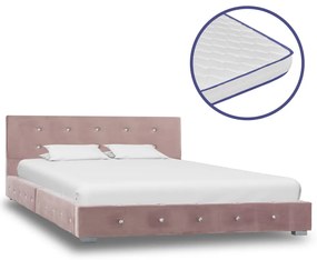 vidaXL Posteľ s matracom z pamäťovej peny ružová 120x200 cm zamatová