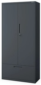 Kovová skriňa MEGAN – antracitová, zásuvka na dokumenty, 195 cm