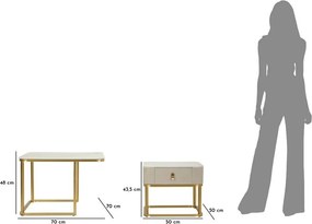 Krémové/v zlatej farbe konferenčné stolíky v súprave 2 ks v dekore mramoru 50x70 cm Beauty – Mauro Ferretti