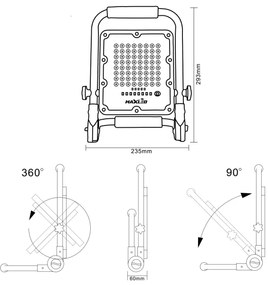 LED nabíjateľný reflektor so statívom LED/50W/3,2V 4500K 5000 mAh IP65 oranžový