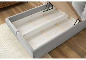 Svetlosivá čalúnená dvojlôžková posteľ s úložným priestorom s roštom 160x200 cm Clothilde – Bobochic Paris