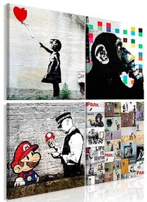 Obraz - Banksy Collage (4 Parts) Veľkosť: 80x80, Verzia: Standard