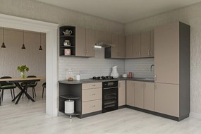 Rohová kuchyňa HORIZON R2, šedý íl/grafit