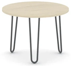 Okrúhly konferenčný stôl SPIDER, priemer 60 cm, čierna podnož, doska dub prírodný